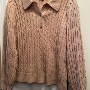 Chaps size Large Women's Cable Knit Sweater - Tan
